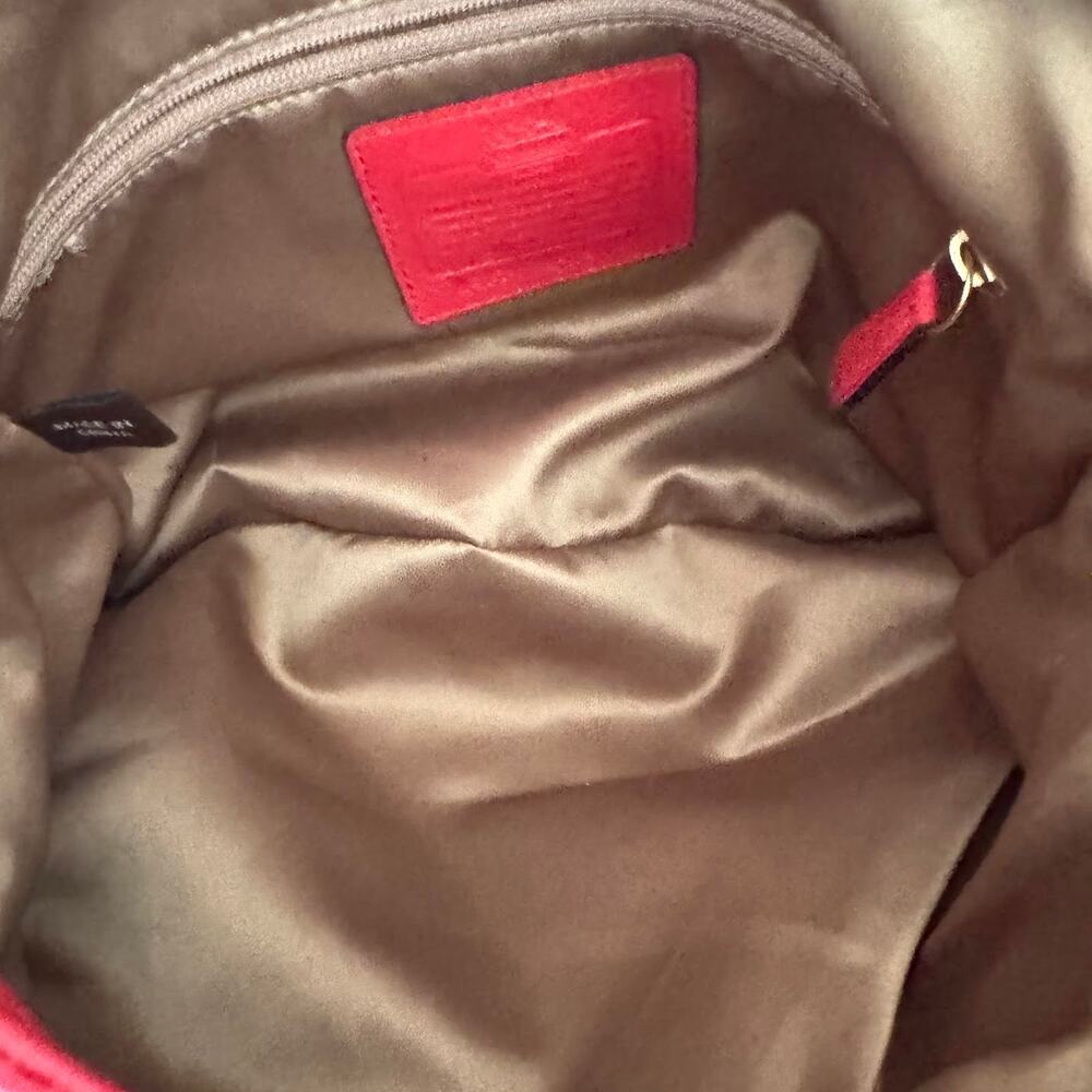 Coach Madison Maggie Red Pebbled Leather Shoulder Bag Large Hobo Purse 16503 - Picture 8 of 13
